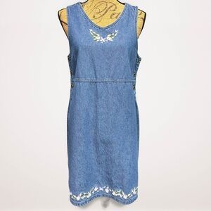 Vintage Classic Elements Blue Denim Sleeveless Dress Medium 10/12 100% Cotton